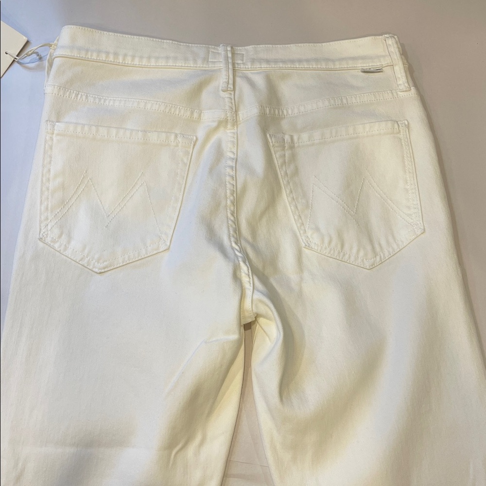 Mother Stunner Zip Ankle Step Fray Jeans Glass Slipper Wash Size 28 NWT White - Picture 9 of 10
